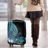 Turquoise Polynesia Easter Day Luggage Cover Eggs With Bunny Polynesian Pattern