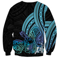 Turquoise Polynesia Easter Day Sweatshirt Eggs With Bunny Polynesian Pattern