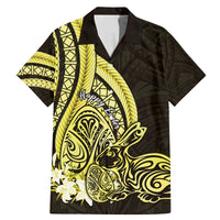 Yellow Polynesia Easter Day Family Matching Mermaid Dress and Hawaiian Shirt Eggs With Bunny Polynesian Pattern