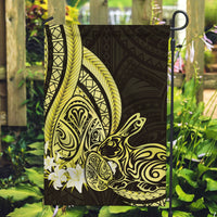 Yellow Polynesia Easter Day Garden Flag Eggs With Bunny Polynesian Pattern