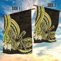 Yellow Polynesia Easter Day Garden Flag Eggs With Bunny Polynesian Pattern