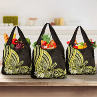 Yellow Polynesia Easter Day Grocery Bag Eggs With Bunny Polynesian Pattern