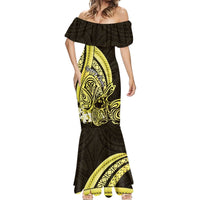 Yellow Polynesia Easter Day Mermaid Dress Eggs With Bunny Polynesian Pattern LT14 - Polynesian Pride