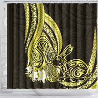 Yellow Polynesia Easter Day Shower Curtain Eggs With Bunny Polynesian Pattern