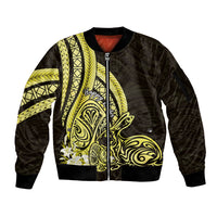 Yellow Polynesia Easter Day Sleeve Zip Bomber Jacket Eggs With Bunny Polynesian Pattern LT14 Unisex Yellow - Polynesian Pride