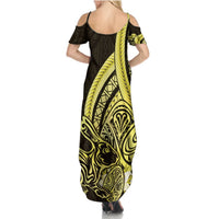 Yellow Polynesia Easter Day Summer Maxi Dress Eggs With Bunny Polynesian Pattern LT14 - Polynesian Pride
