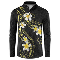 Polynesia Tattoo With Plumeria Button Sweatshirt Elegant Vibes