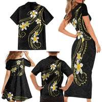 Polynesia Tattoo With Plumeria Family Matching Short Sleeve Bodycon Dress and Hawaiian Shirt Elegant Vibes LT14 - Polynesian Pride