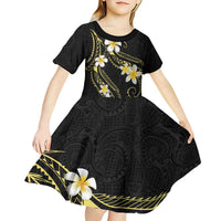 Polynesia Tattoo With Plumeria Kid Short Sleeve Dress Elegant Vibes