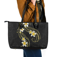 Polynesia Tattoo With Plumeria Leather Tote Bag Elegant Vibes