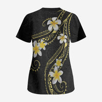 Polynesia Tattoo With Plumeria Scrub Top Elegant Vibes