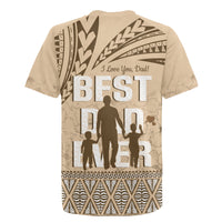 Tonga Father's Day Rugby Jersey Best Dad Ever Tongan Ngatu Pattern - Beige