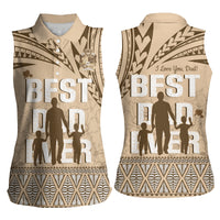 Tonga Father's Day Women Sleeveless Polo Shirt Best Dad Ever Tongan Ngatu Pattern - Beige