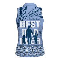 Tonga Father's Day Women Sleeveless Polo Shirt Best Dad Ever Tongan Ngatu Pattern - Blue