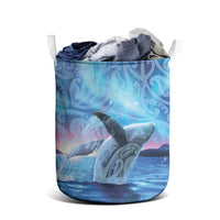 New Zealand Matariki Humpback Whale Laundry Basket Paikea Maori New Year Blue Galaxy