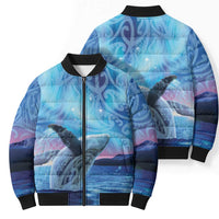 New Zealand Matariki Humpback Whale Bomber Puffer Jacket Paikea Maori New Year Blue Galaxy