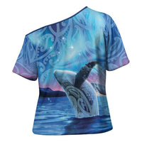 New Zealand Matariki Humpback Whale Cross Shoulder Shirt Paikea Maori New Year Blue Galaxy