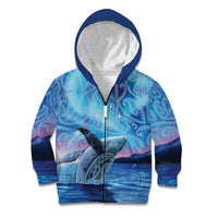 New Zealand Matariki Humpback Whale Kid Hoodie Paikea Maori New Year Blue Galaxy