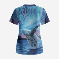 New Zealand Matariki Humpback Whale Scrub Top Paikea Maori New Year Blue Galaxy