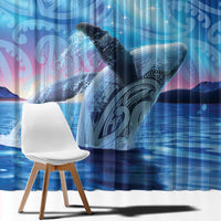 New Zealand Matariki Humpback Whale Window Curtain Paikea Maori New Year Blue Galaxy