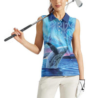New Zealand Matariki Humpback Whale Women Sleeveless Polo Shirt Paikea Maori New Year Blue Galaxy LT14 - Polynesian Pride