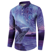 New Zealand Matariki Humpback Whale Button Sweatshirt Paikea Maori New Year Purple Galaxy