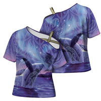 New Zealand Matariki Humpback Whale Cross Shoulder Shirt Paikea Maori New Year Purple Galaxy LT14 - Polynesian Pride