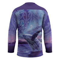 New Zealand Matariki Humpback Whale Hockey Jersey Paikea Maori New Year Purple Galaxy LT14 - Polynesian Pride