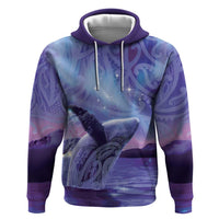 New Zealand Matariki Humpback Whale Hoodie Paikea Maori New Year Purple Galaxy LT14 Pullover Hoodie Purple - Polynesian Pride