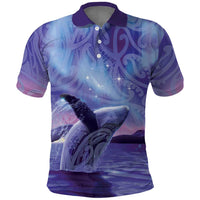 New Zealand Matariki Humpback Whale Polo Shirt Paikea Maori New Year Purple Galaxy LT14 Purple - Polynesian Pride
