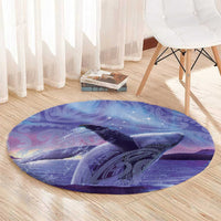 New Zealand Matariki Humpback Whale Round Carpet Paikea Maori New Year Purple Galaxy