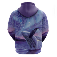 New Zealand Matariki Humpback Whale Zip Hoodie Paikea Maori New Year Purple Galaxy LT14 - Polynesian Pride
