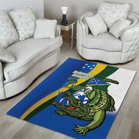 Solomon Islands Independence Day Area Rug Happy 7 July Crocodile Flag Style
