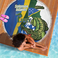 Solomon Islands Independence Day Beach Blanket Happy 7 July Crocodile Flag Style