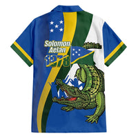 Solomon Islands Independence Day Hawaiian Shirt Happy 7 July Crocodile Flag Style
