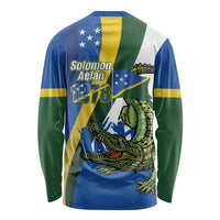 Solomon Islands Independence Day Long Sleeve Shirt Happy 7 July Crocodile Flag Style