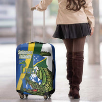 Solomon Islands Independence Day Luggage Cover Happy 7 July Crocodile Flag Style