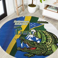 Solomon Islands Independence Day Round Carpet Happy 7 July Crocodile Flag Style
