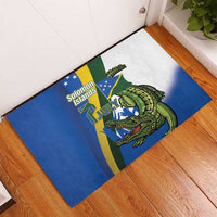 Solomon Islands Independence Day Rubber Doormat Happy 7 July Crocodile Flag Style