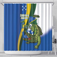 Solomon Islands Independence Day Shower Curtain Happy 7 July Crocodile Flag Style