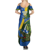 Solomon Islands Independence Day Summer Maxi Dress Happy 7 July Crocodile Flag Style