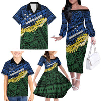 Halo Olaketa Solomon Islands Tapa Pattern Family Matching Off The Shoulder Long Sleeve Dress and Hawaiian Shirt