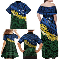 Halo Olaketa Solomon Islands Tapa Pattern Family Matching Off Shoulder Maxi Dress and Hawaiian Shirt