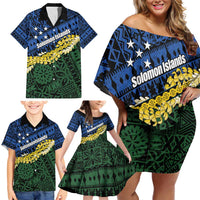 Halo Olaketa Solomon Islands Tapa Pattern Family Matching Off Shoulder Short Dress and Hawaiian Shirt
