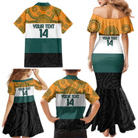AUNZ Rugby Custom Family Matching Mermaid Dress and Hawaiian Shirt Australia Kangaroo New Zealand Silver Fern - Polynesian Pride