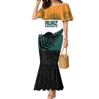 AUNZ Rugby Custom Family Matching Mermaid Dress and Hawaiian Shirt Australia Kangaroo New Zealand Silver Fern - Polynesian Pride