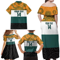 AUNZ Rugby Custom Family Matching Off Shoulder Maxi Dress and Hawaiian Shirt Australia Kangaroo New Zealand Silver Fern - Polynesian Pride