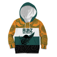 AUNZ Rugby Custom Kid Hoodie Australia Kangaroo New Zealand Silver Fern - Polynesian Pride