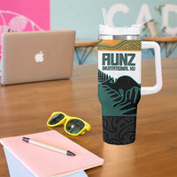 AUNZ Rugby Custom Tumbler With Handle Australia Kangaroo New Zealand Silver Fern - Polynesian Pride