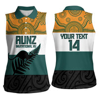 AUNZ Rugby Custom Women Sleeveless Polo Shirt Australia Kangaroo New Zealand Silver Fern - Polynesian Pride